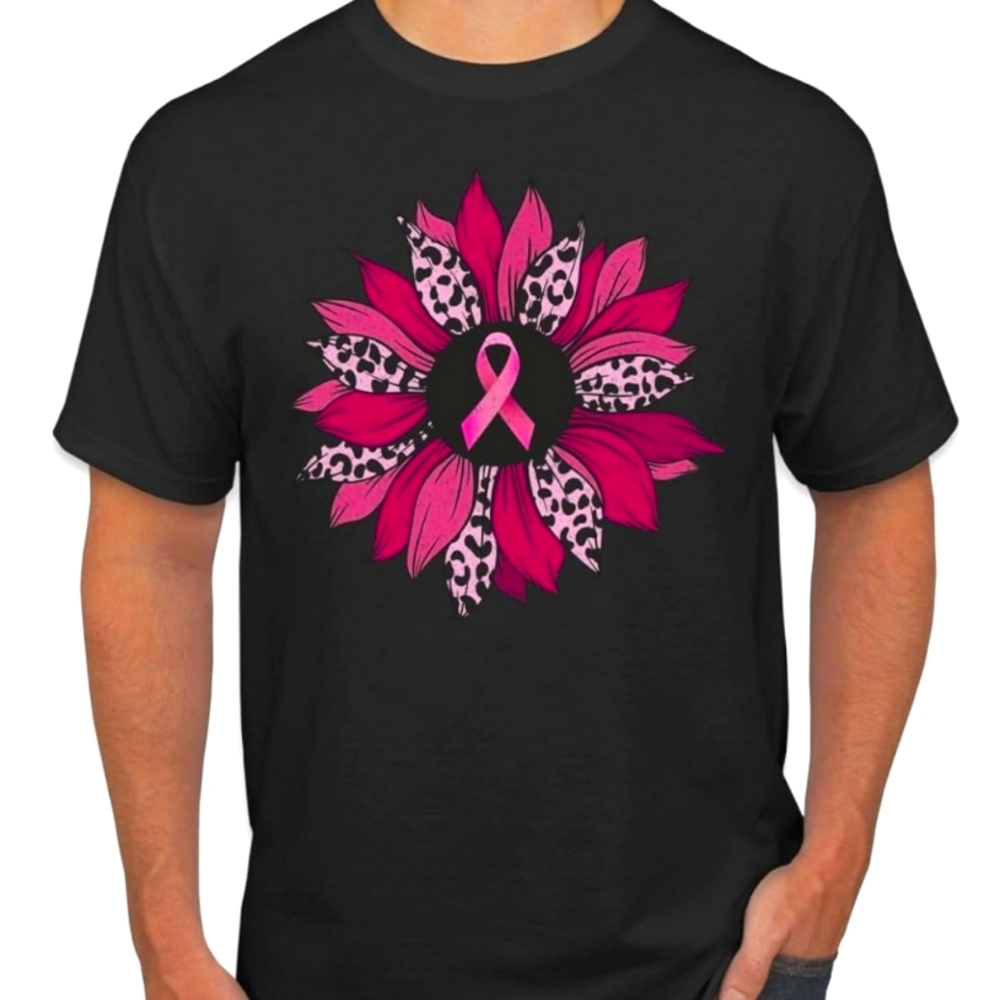 Shark & Hammer Pink Cheetah Print Breast Cancer Carnation Flower - Black (COPY)